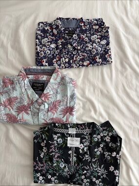 Floral Print Men's Shirt - short sleeve